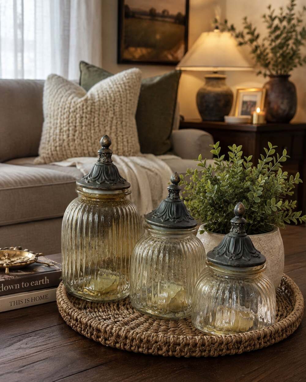 Display Jar With Cross Finial Lid Set of 3